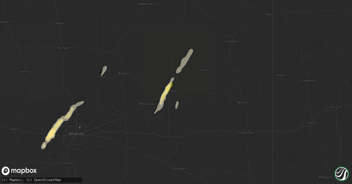 Hail map in Pampa, TX on November 1, 2024