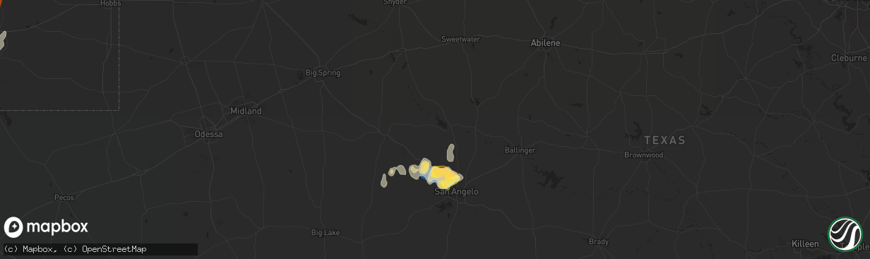 Hail map in Robert Lee, TX on November 1, 2024