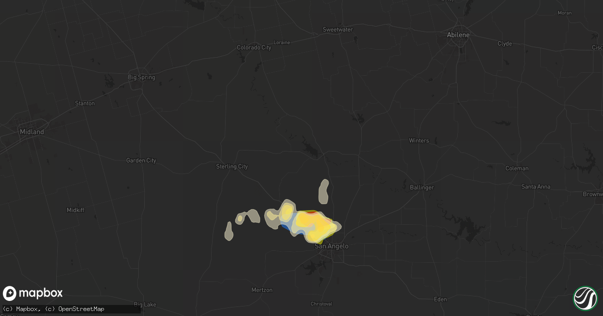 Hail map in Robert Lee, TX on November 1, 2024
