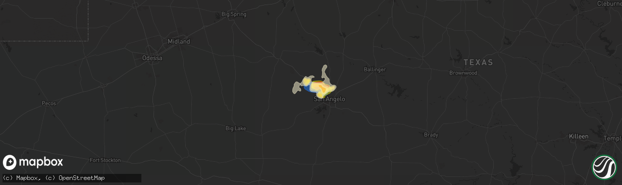 Hail map in San Angelo, TX on November 1, 2024