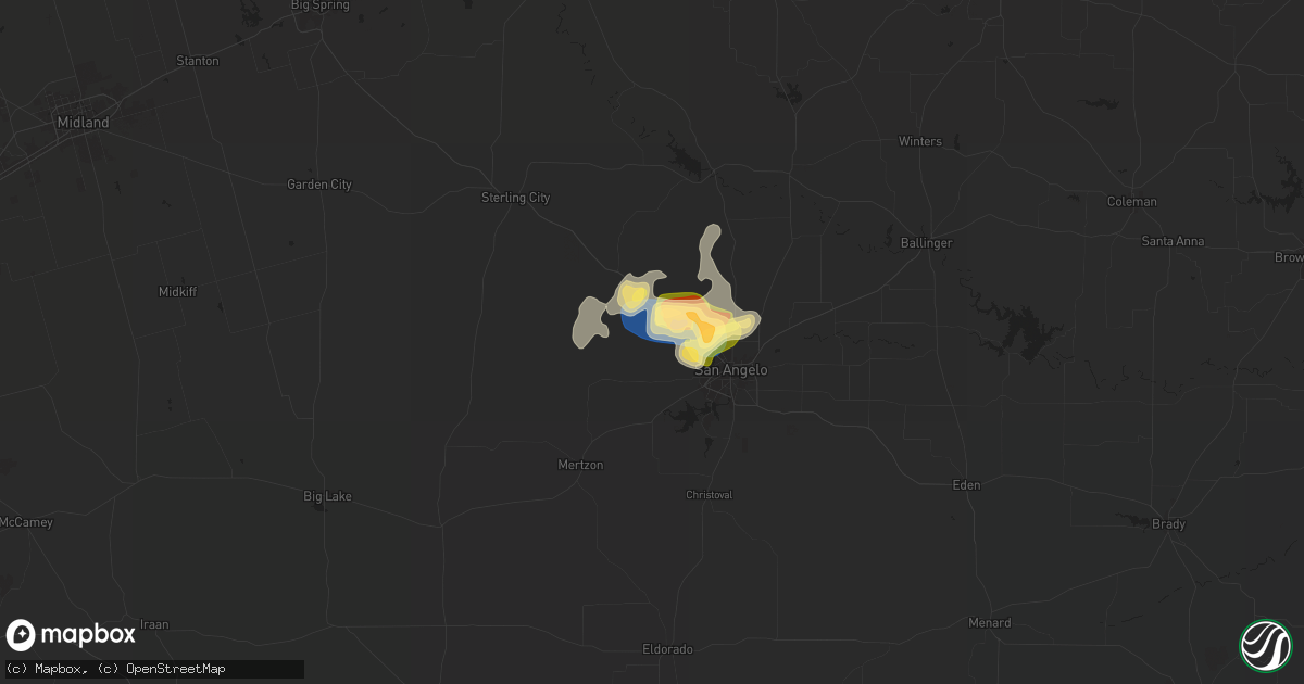 Hail map in San Angelo, TX on November 1, 2024