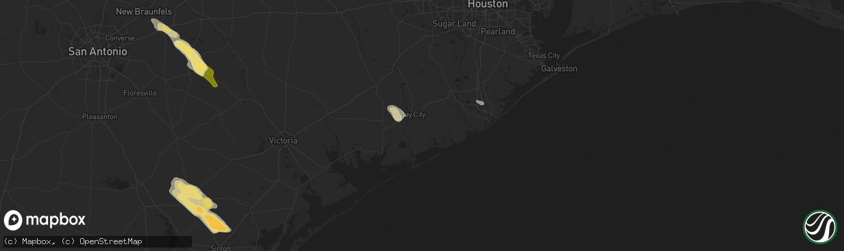 Hail map in Bay City, TX on November 1, 2025