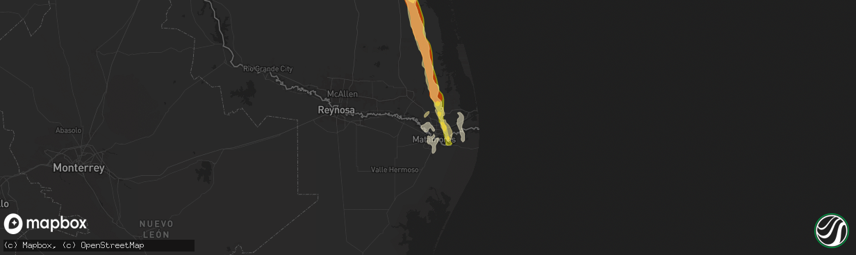 Hail map in Brownsville, TX on November 1, 2025