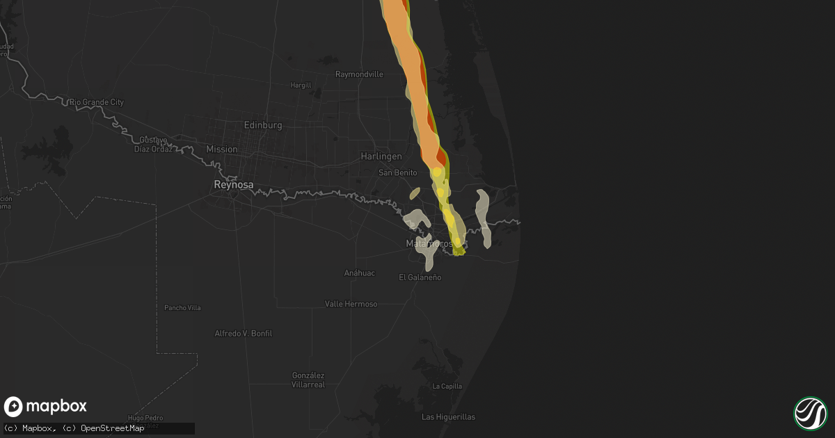 Hail map in Brownsville, TX on November 1, 2025