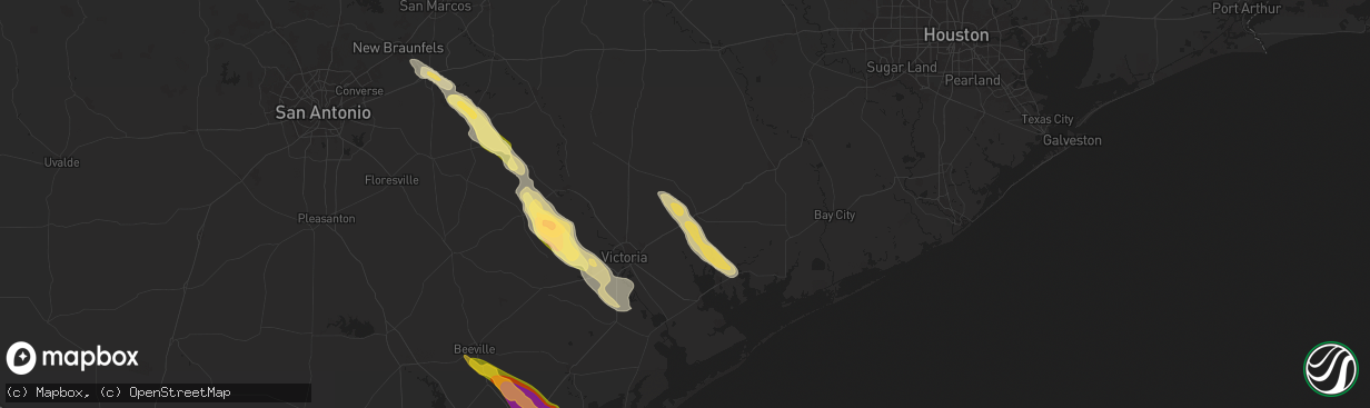 Hail map in Edna, TX on November 1, 2025