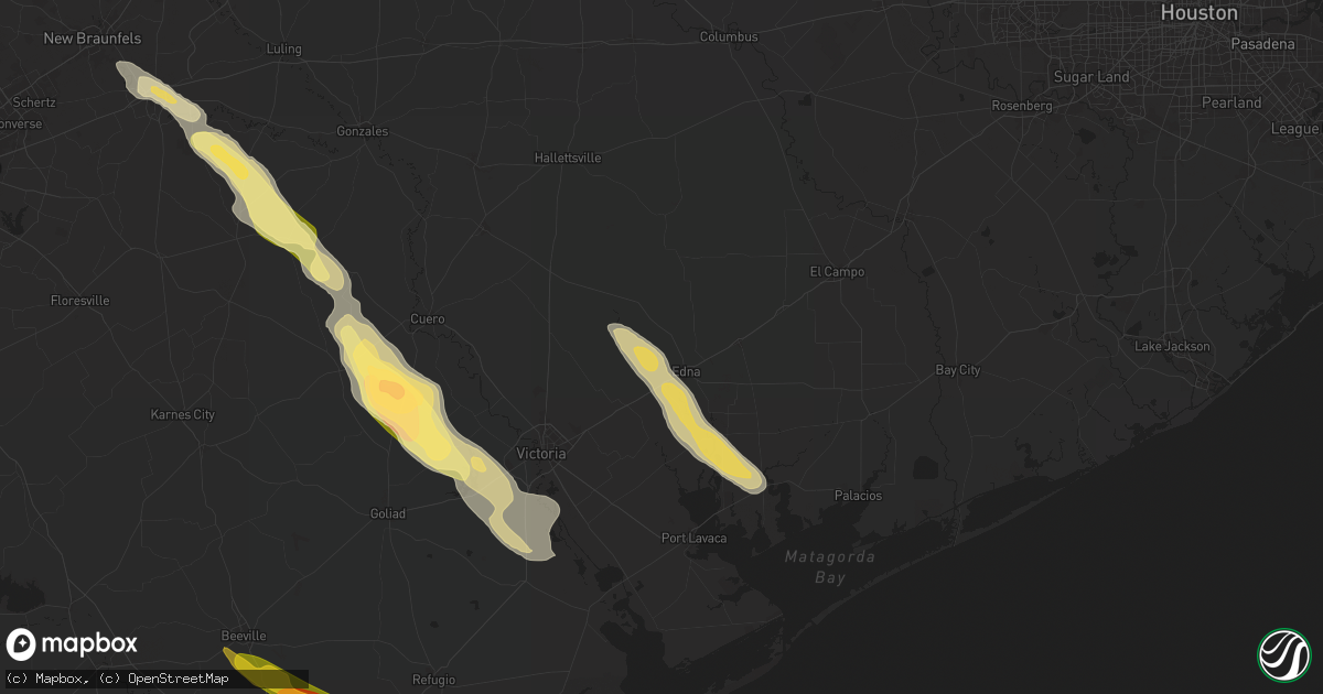Hail map in Edna, TX on November 1, 2025