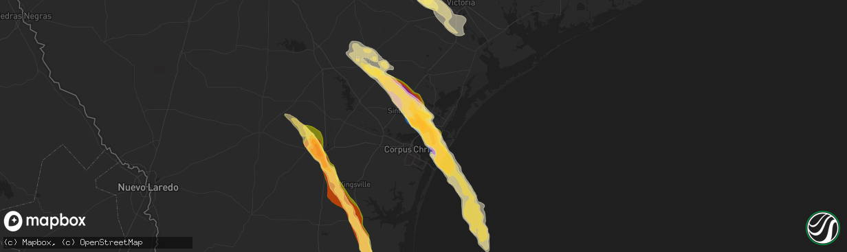 Hail map in Gregory, TX on November 1, 2025