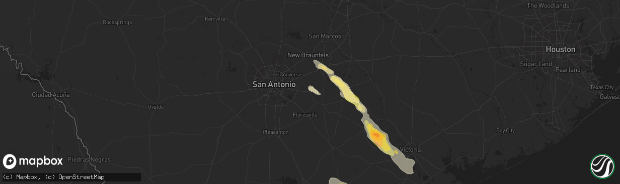 Hail map in La Vernia, TX on November 1, 2025