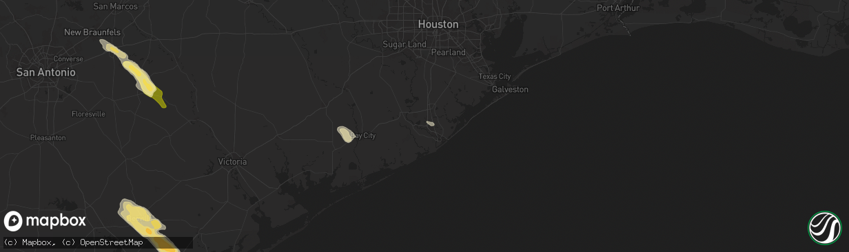 Hail map in Lake Jackson, TX on November 1, 2025