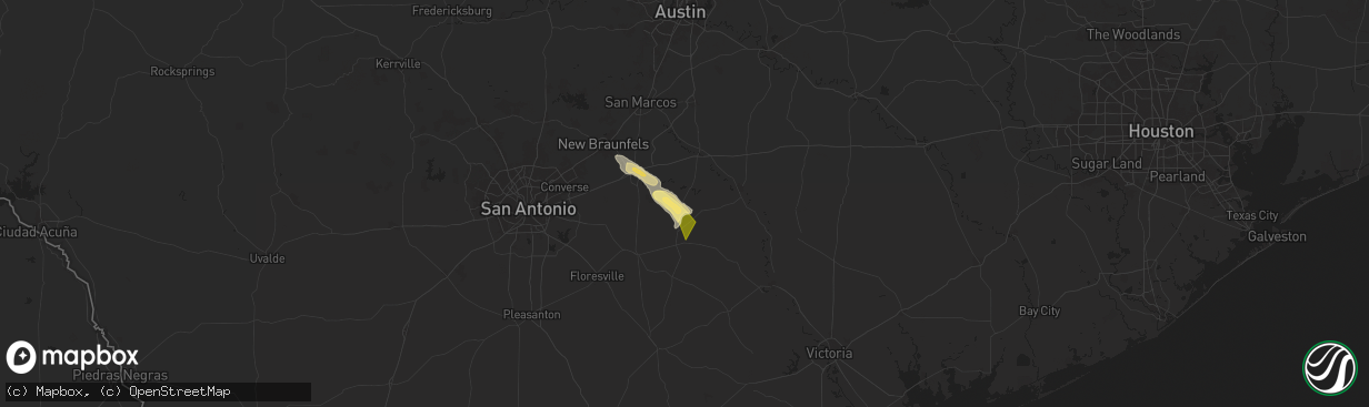 Hail map in Leesville, TX on November 1, 2025