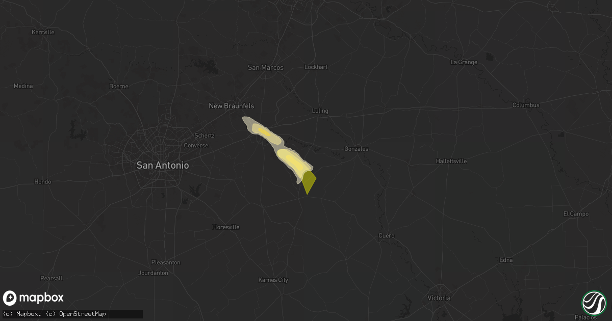 Hail map in Leesville, TX on November 1, 2025