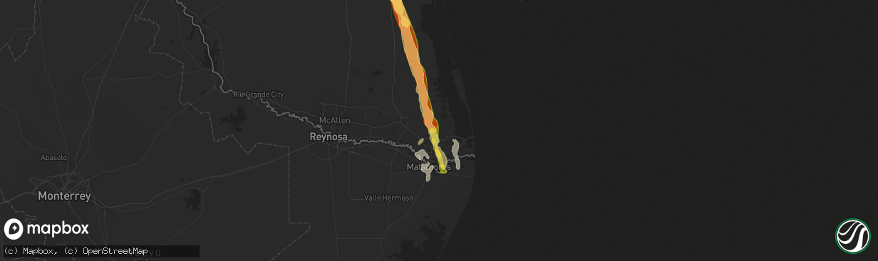 Hail map in Los Fresnos, TX on November 1, 2025