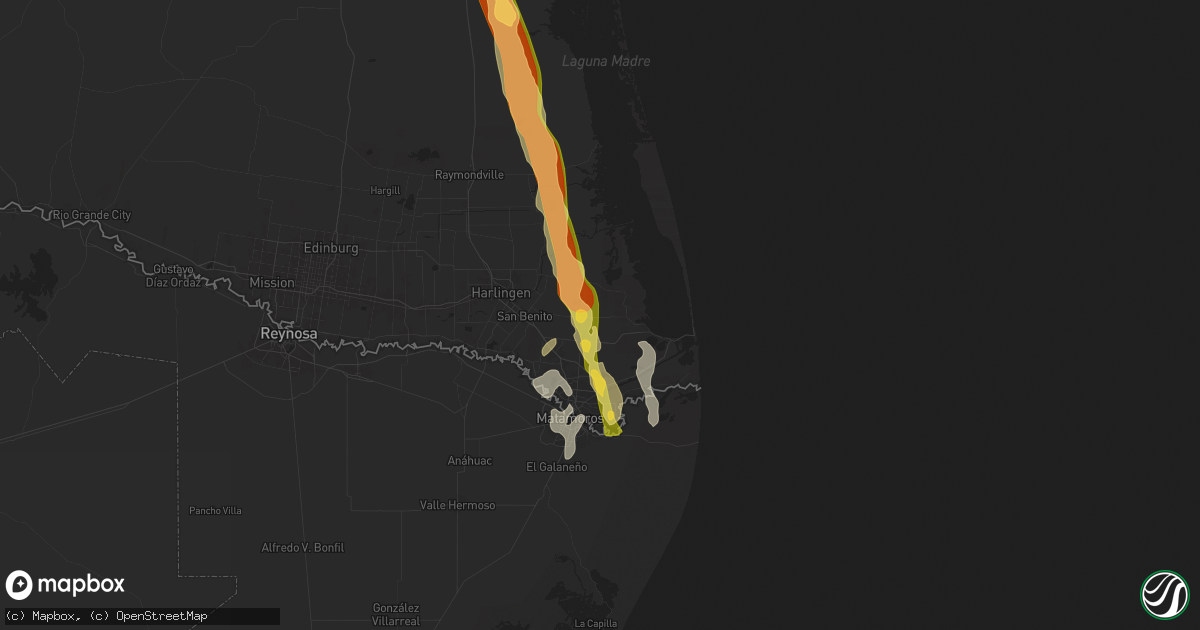 Hail map in Los Fresnos, TX on November 1, 2025