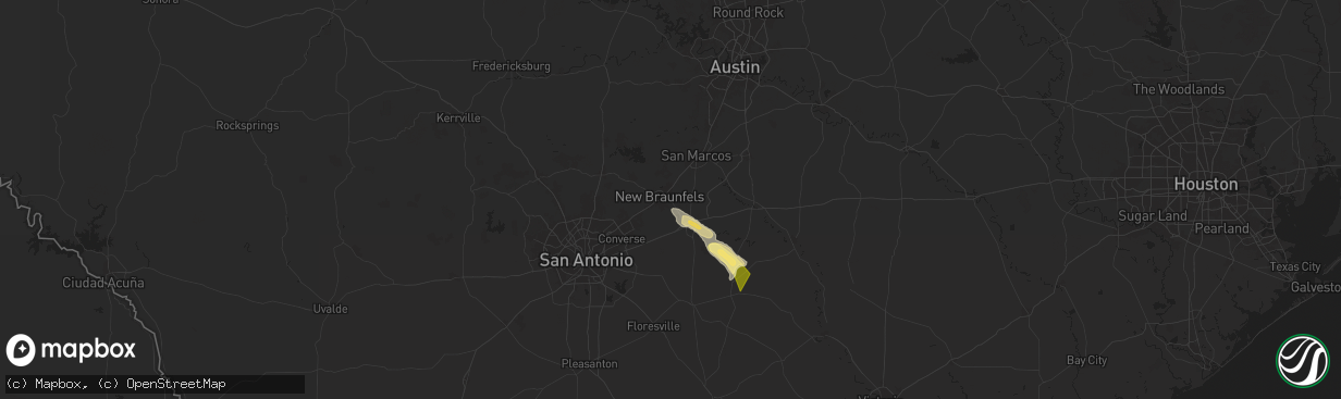 Hail map in New Braunfels, TX on November 1, 2025