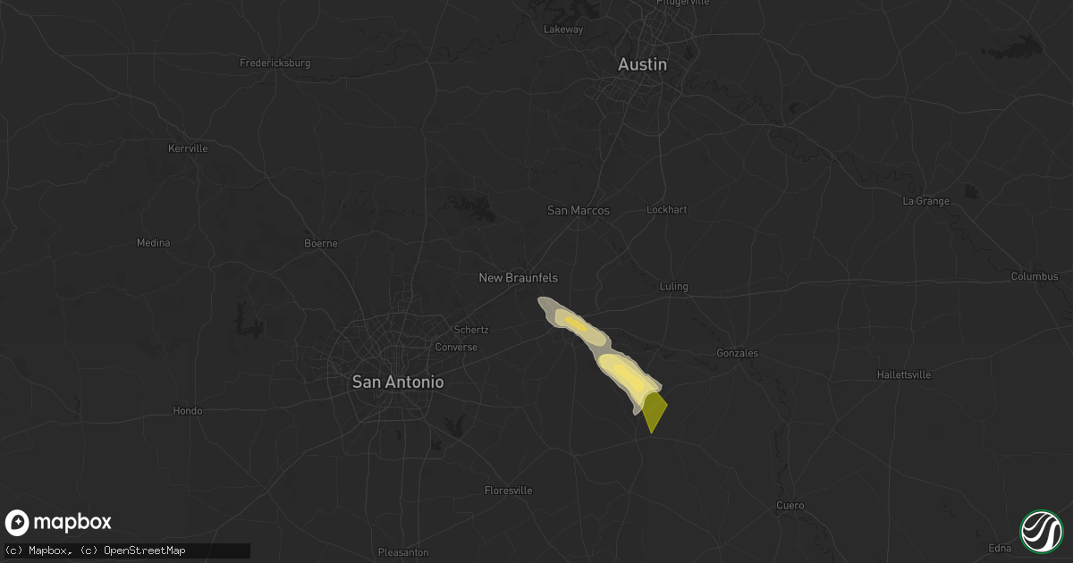Hail map in New Braunfels, TX on November 1, 2025