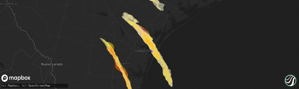 Hail map in Portland, TX on November 1, 2025