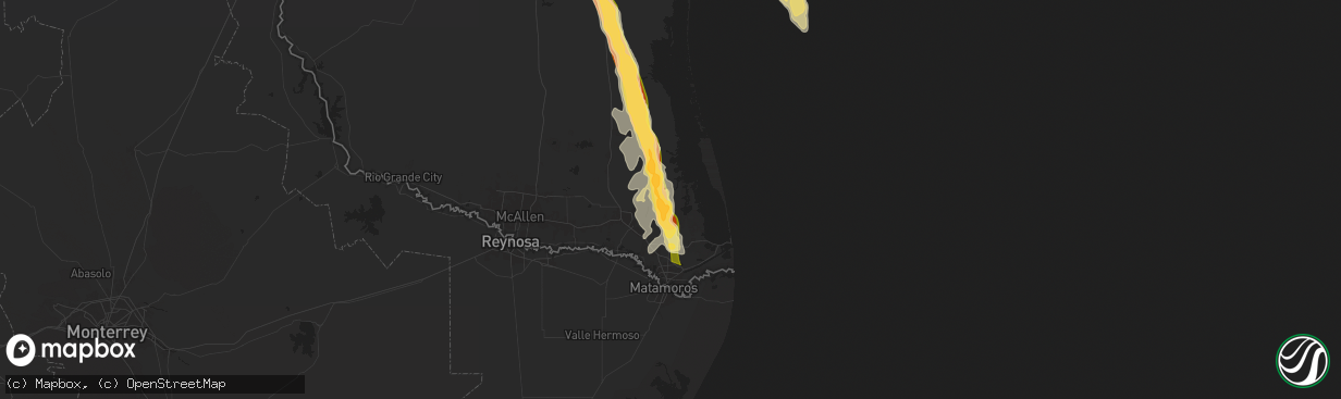 Hail map in Rio Hondo, TX on November 1, 2025