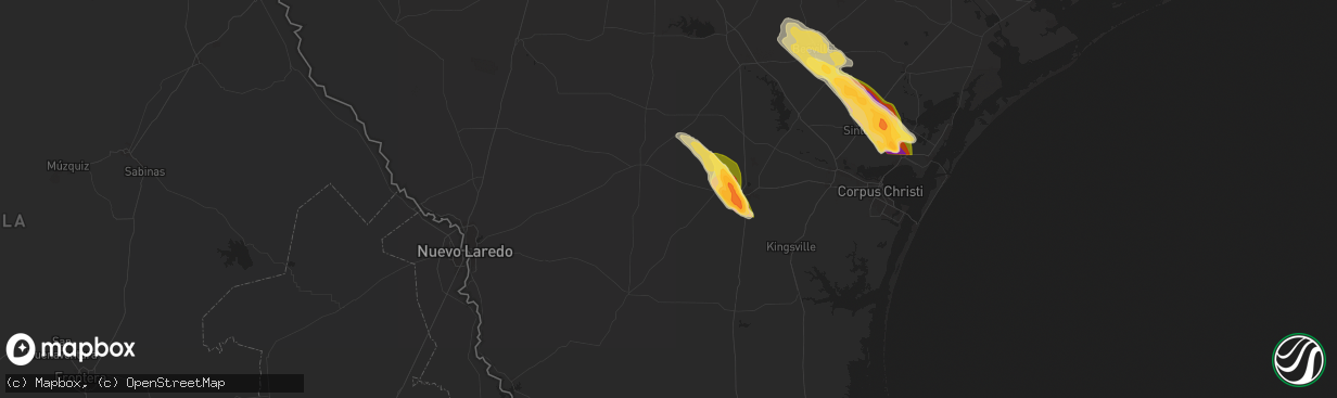Hail map in San Diego, TX on November 1, 2025