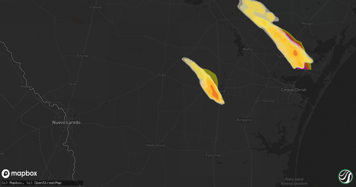 Hail map in San Diego, TX on November 1, 2025
