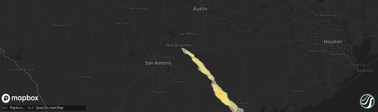 Hail map in Seguin, TX on November 1, 2025