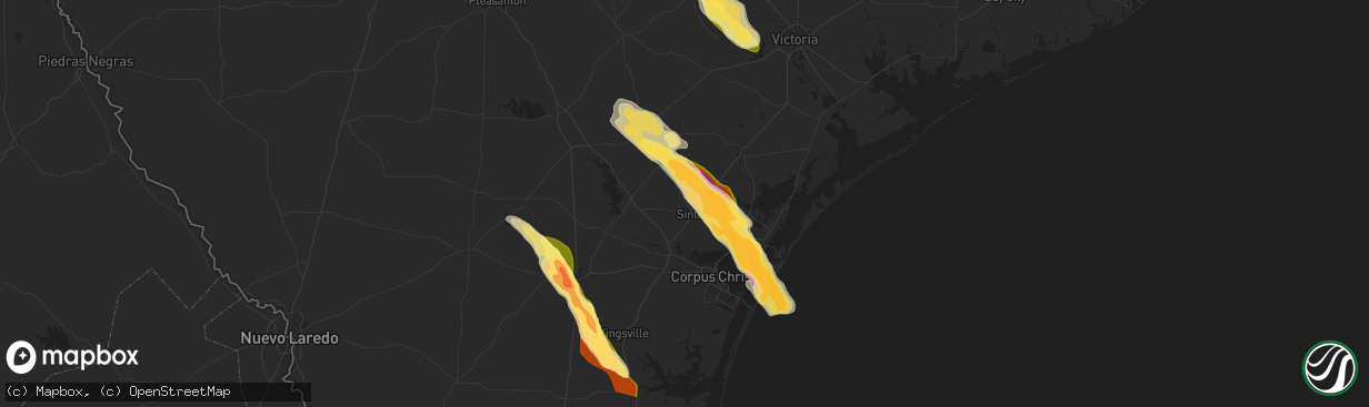Hail map in Sinton, TX on November 1, 2025