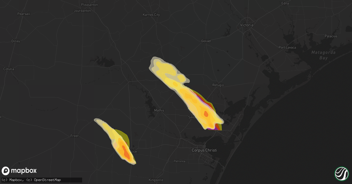 Hail map in Skidmore, TX on November 1, 2025