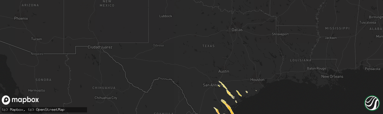 Hail map in Texas on November 1, 2025