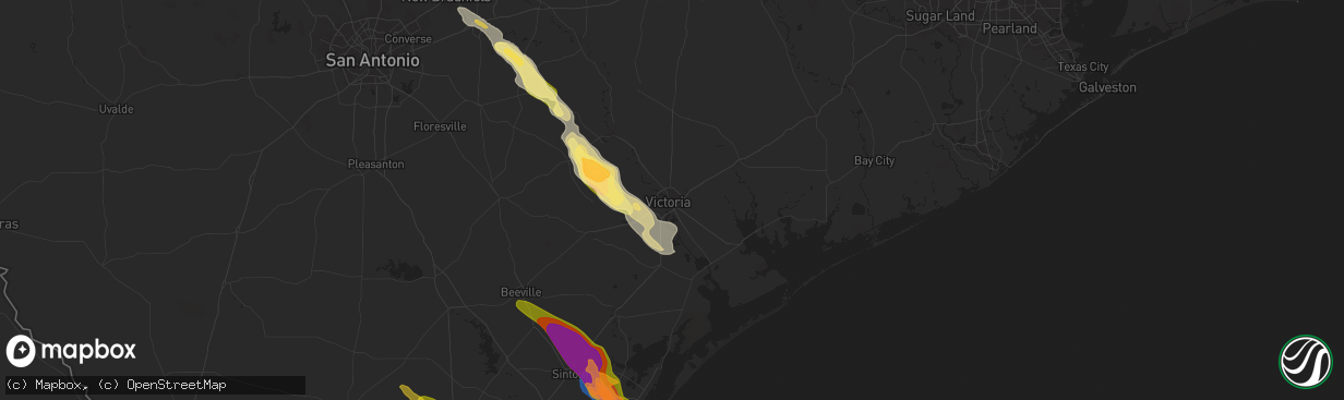 Hail map in Victoria, TX on November 1, 2025