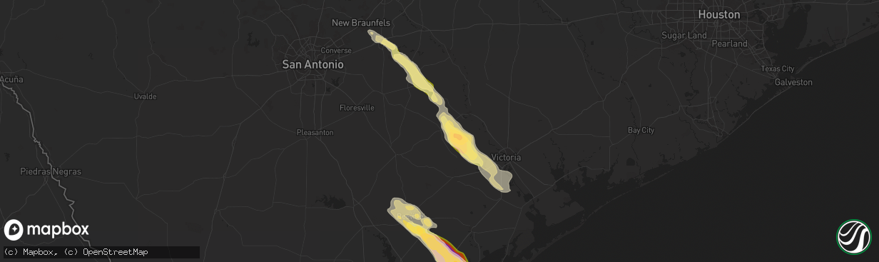 Hail map in Yorktown, TX on November 1, 2025