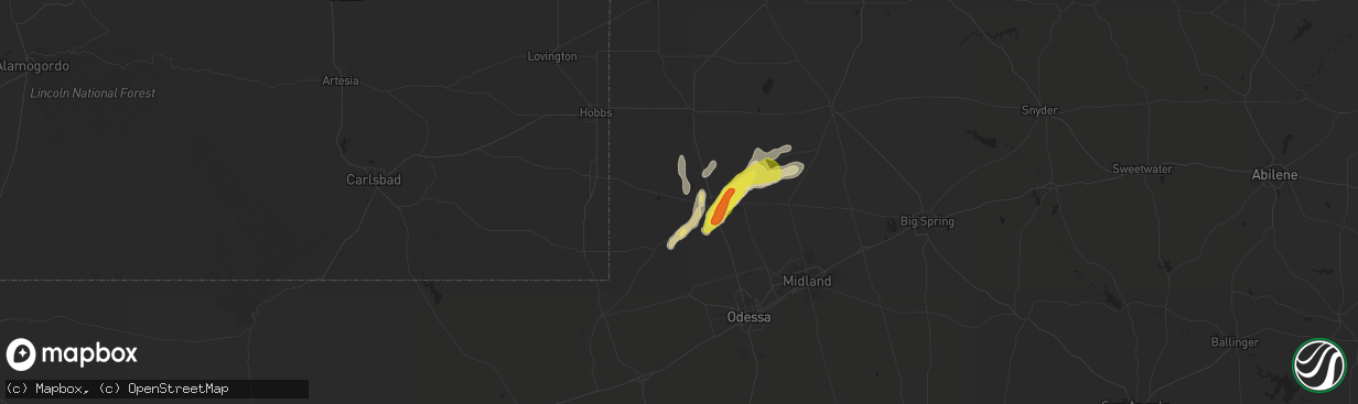 Hail map in Andrews, TX on November 2, 2016