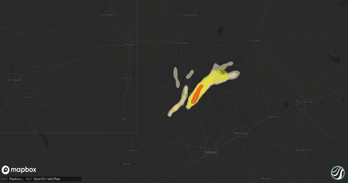 Hail map in Andrews, TX on November 2, 2016