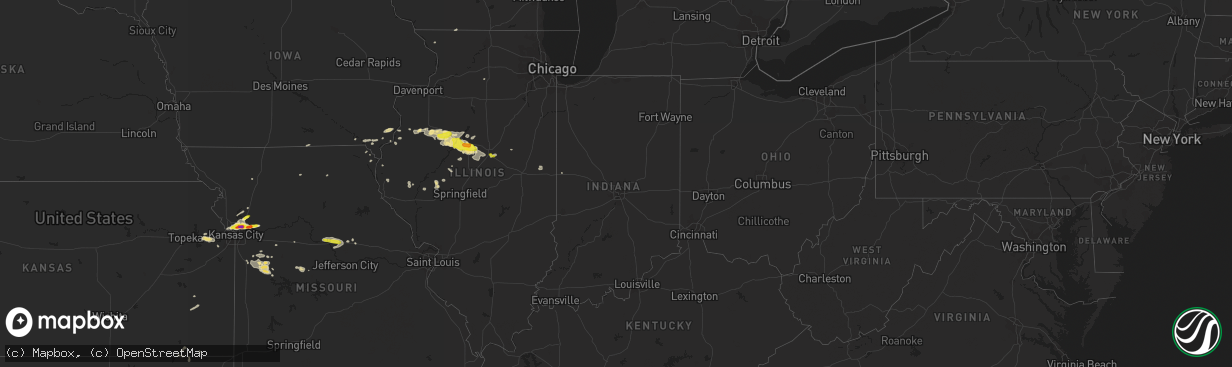 Hail map in Indiana on November 2, 2016