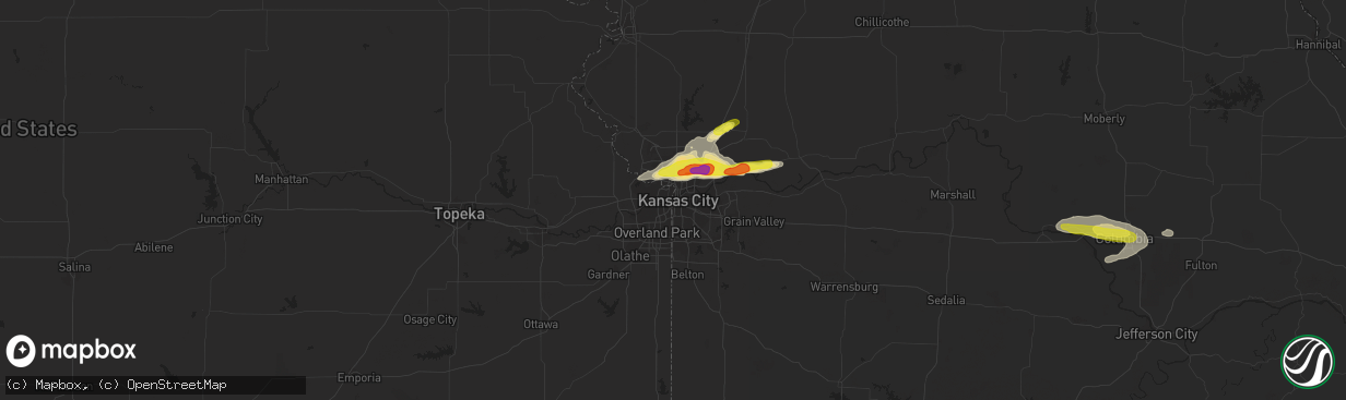 Hail map in Kansas City, MO on November 2, 2016