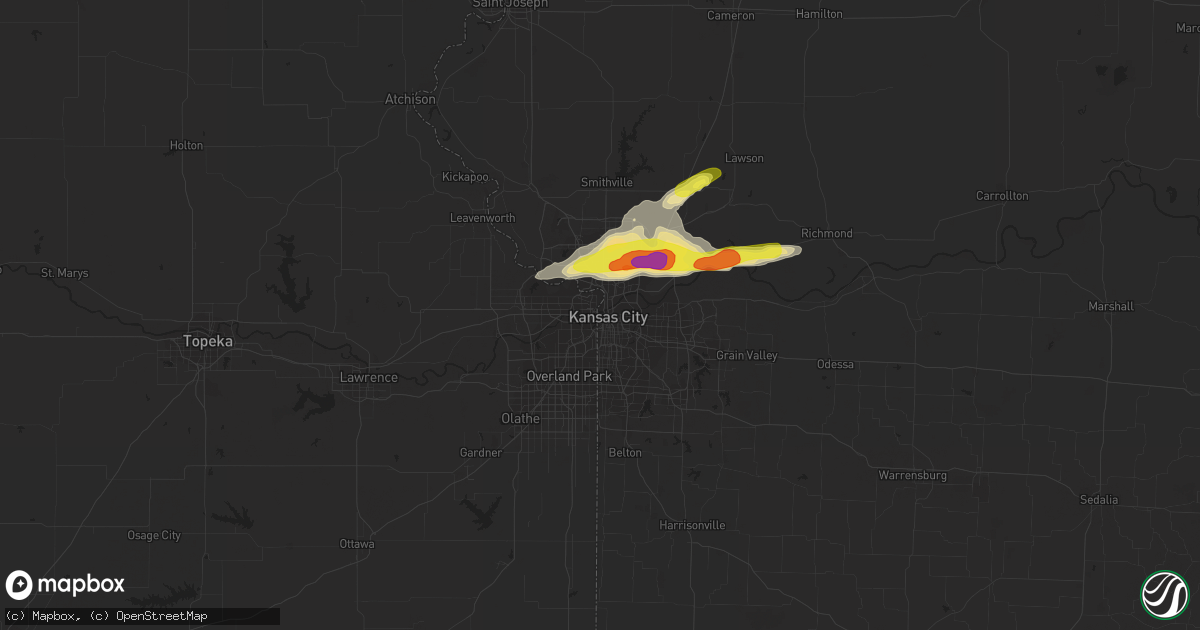Hail map in Kansas City, MO on November 2, 2016