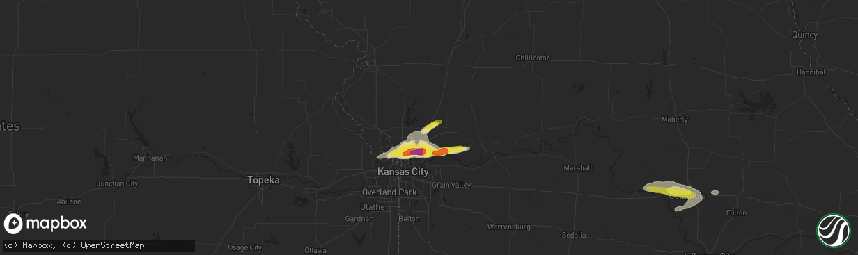 Hail map in Kearney, MO on November 2, 2016