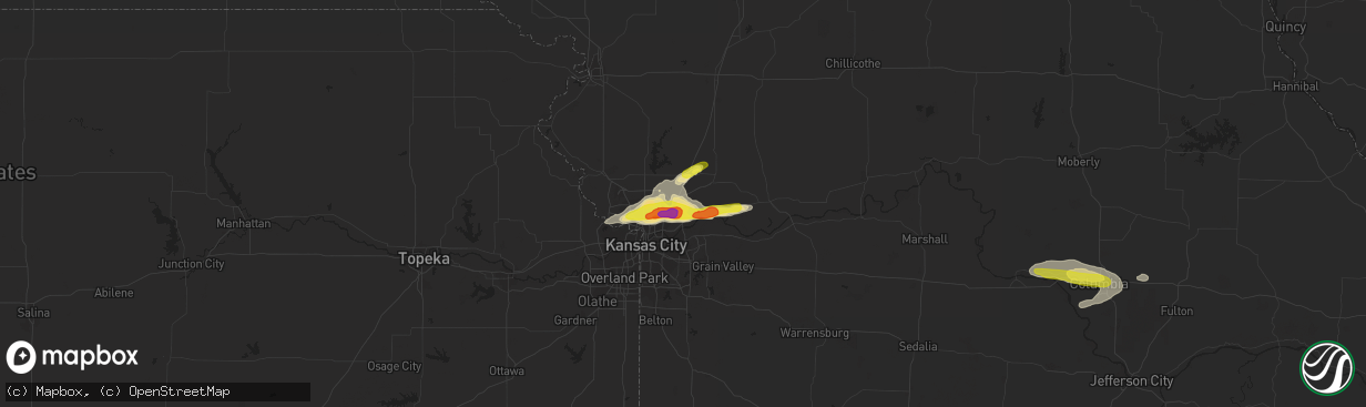 Hail map in Liberty, MO on November 2, 2016