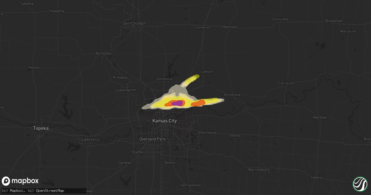 Hail map in Liberty, MO on November 2, 2016