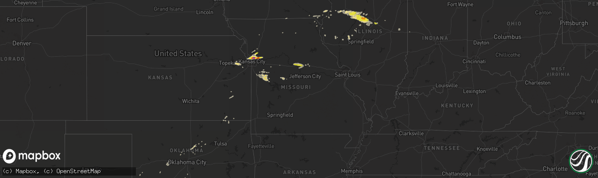 Hail map in Missouri on November 2, 2016