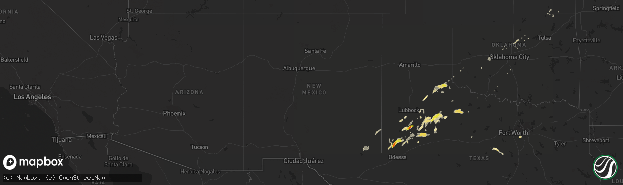 Hail map in New Mexico on November 2, 2016