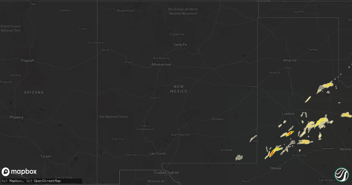 Hail map in New Mexico on November 2, 2016