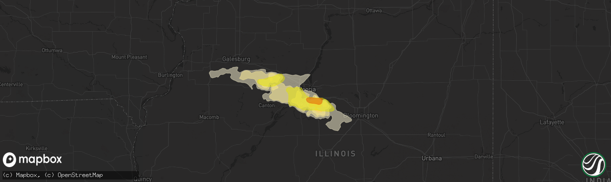 Hail map in Peoria, IL on November 2, 2016