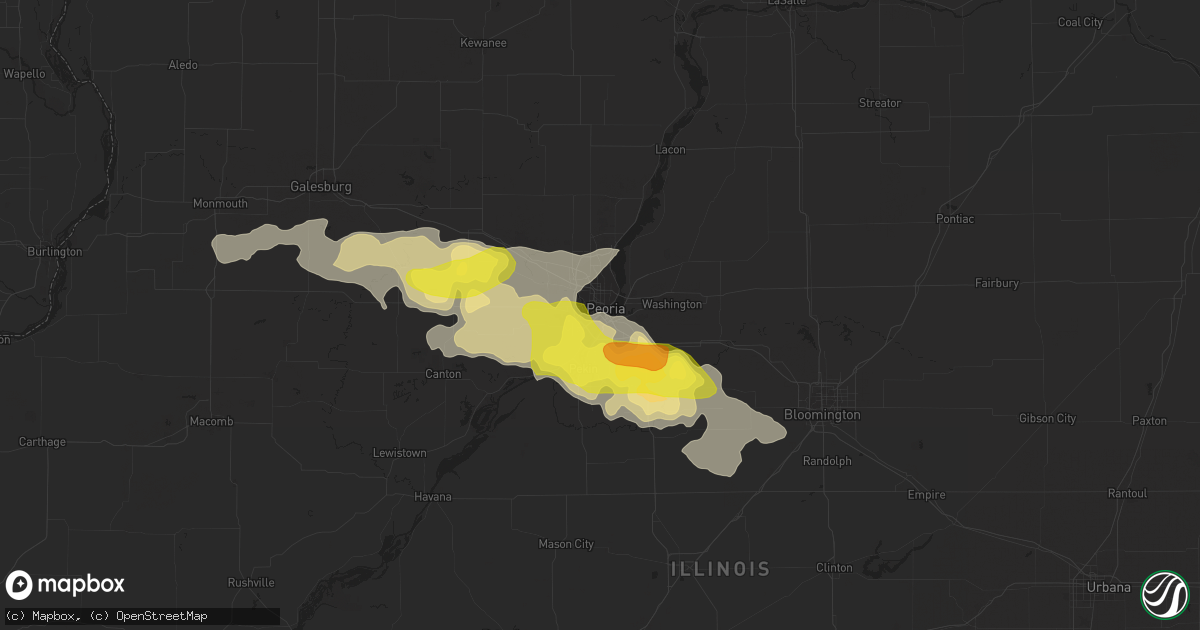 Hail map in Peoria, IL on November 2, 2016