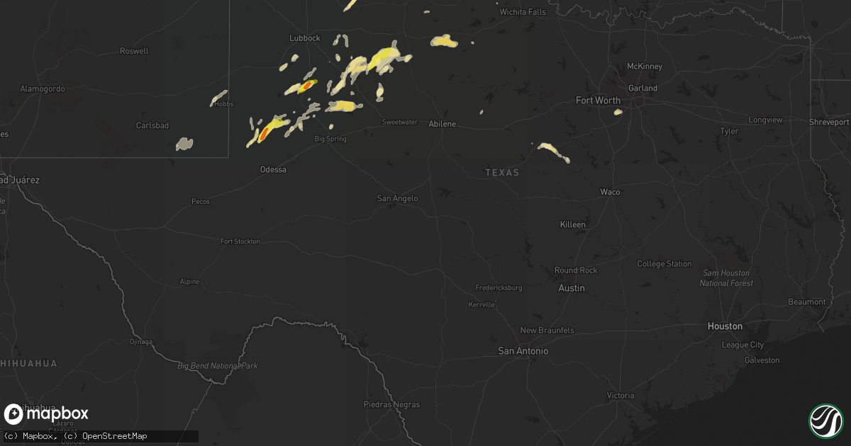 Hail map in Texas on November 2, 2016