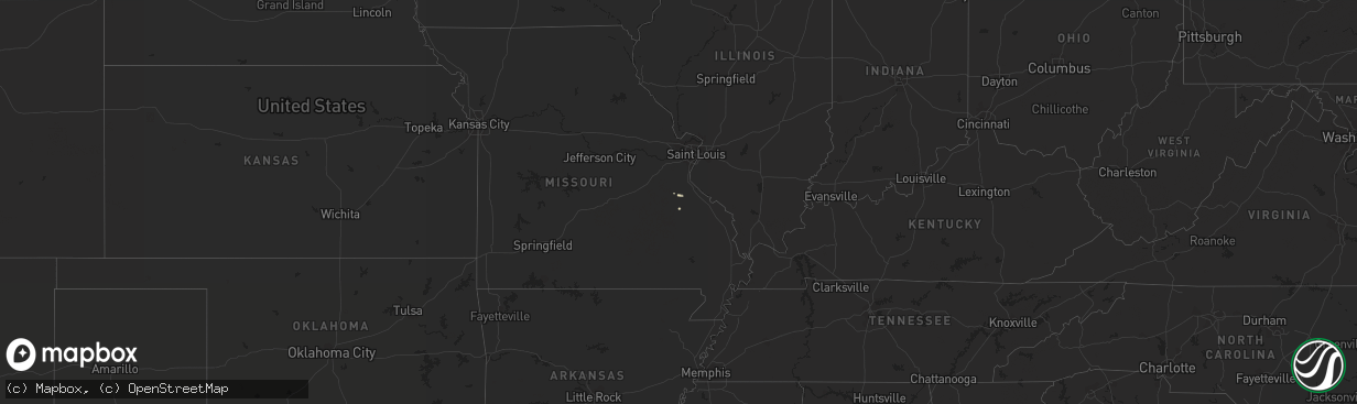 Hail map in Missouri on November 2, 2017