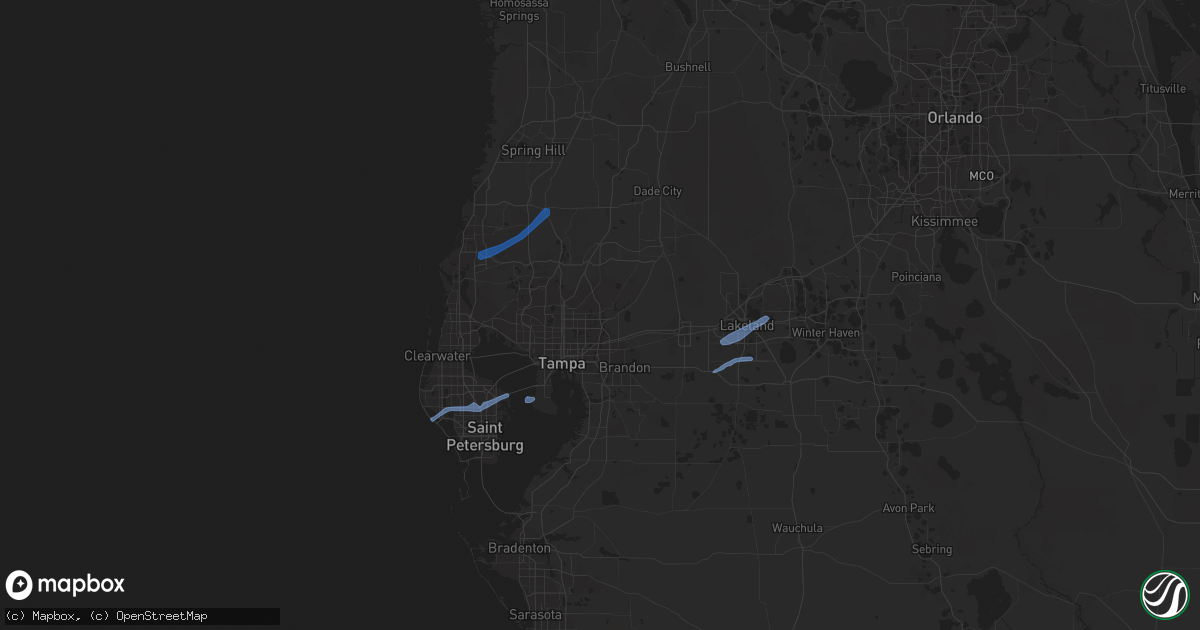 Hail map in Tampa, FL on November 2, 2018
