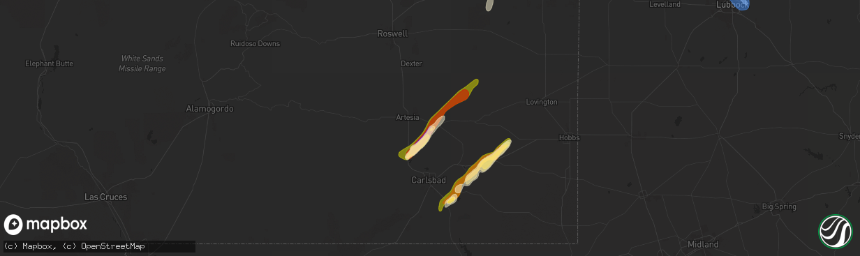 Hail map in Artesia, NM on November 2, 2024