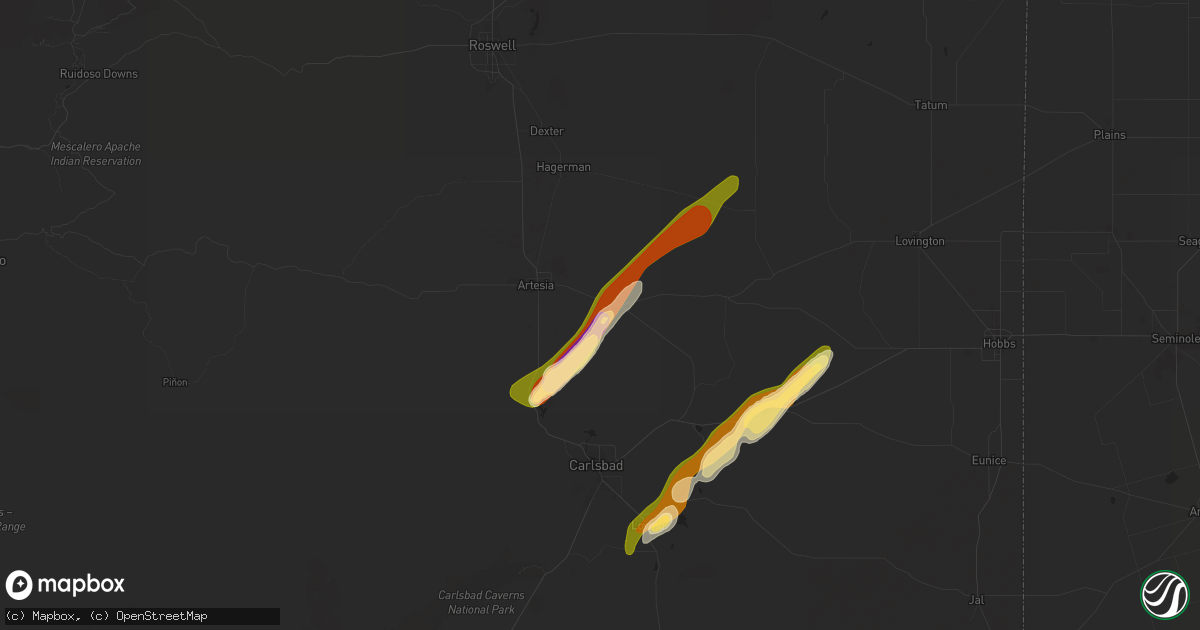 Hail map in Artesia, NM on November 2, 2024