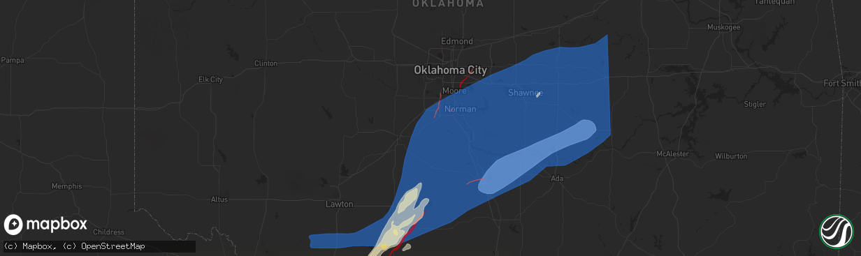 Hail map in Blanchard, OK on November 2, 2024