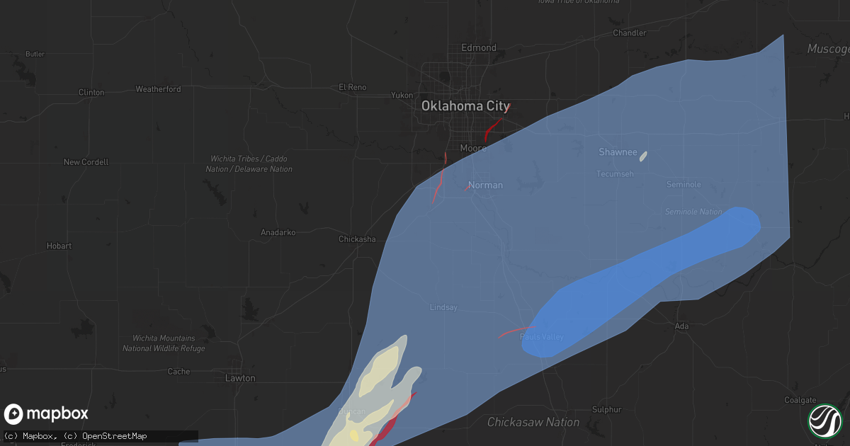 Hail map in Blanchard, OK on November 2, 2024