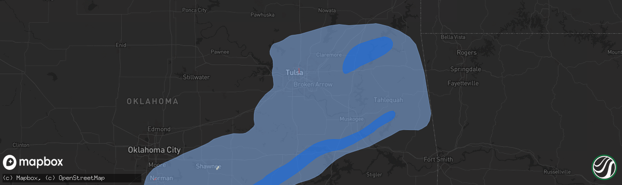 Hail map in Broken Arrow, OK on November 2, 2024